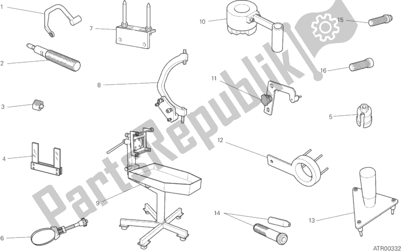 Alle onderdelen voor de 001 - Werkplaatsgereedschap van de Ducati Diavel Titanium USA 1200 2015